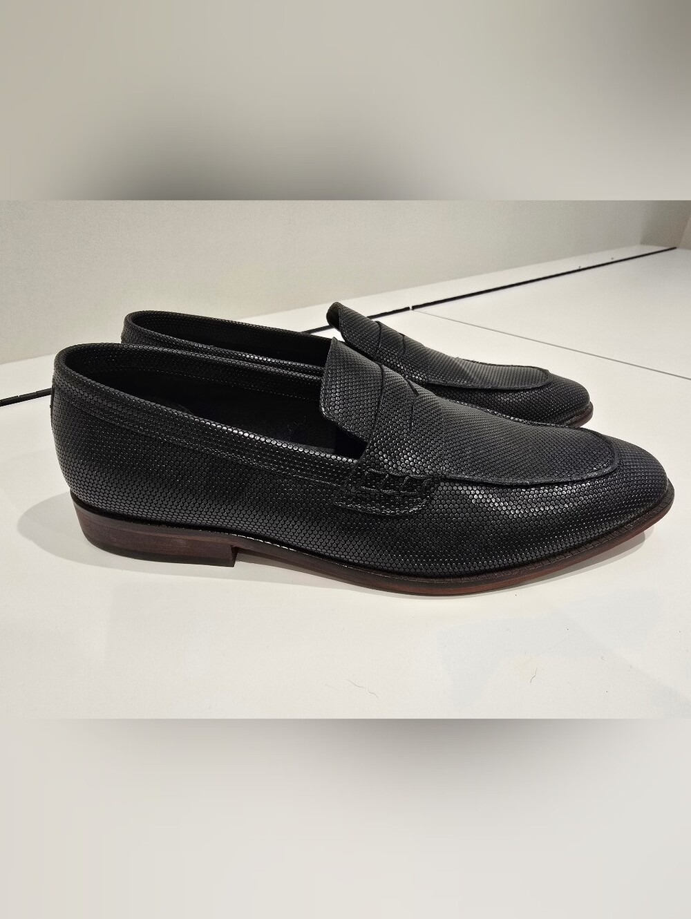 Steve Madden Black Textured Penny Loafers